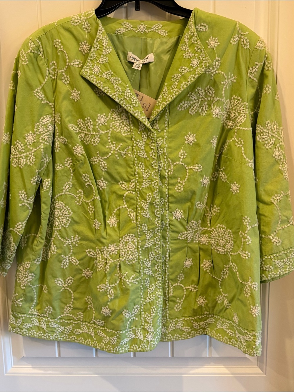 Coldwater Creek Bright Green Embroidered Beaded Jacket